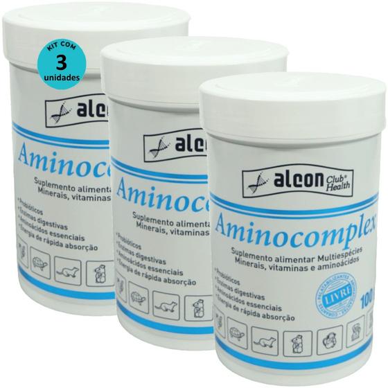 Imagem de Alcon Club Health Aminocomplex 100g Suplemento Alimentar Multiespécies Kit Com 3