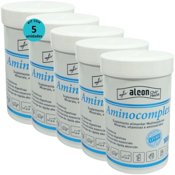 Imagem de Alcon Club Health Aminocomplex 100g Suplemento Alimentar Multiespécies Kit Com 5