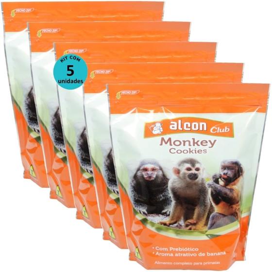 Imagem de Alcon club monkey cookies 450g kit com 5 para macaco-prego, sagui, mico, bugios, macaco-de-cheiro