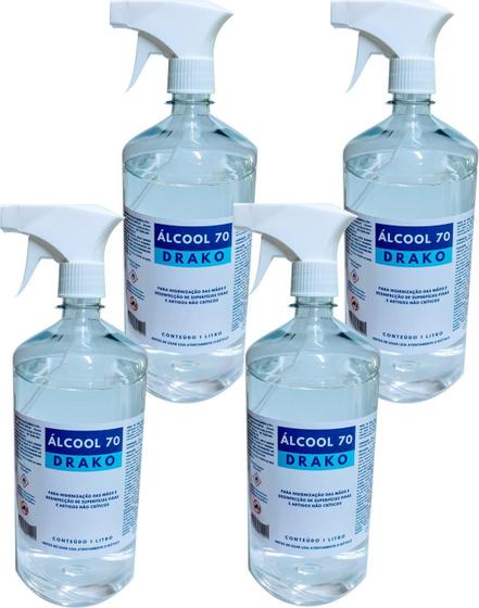 Imagem de Álcool 70 líquido Drako 1 lt c/ borrifador spray - 4 unidades