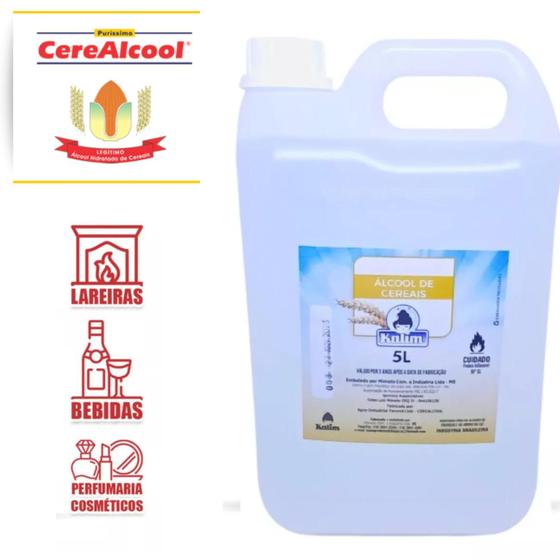 Álcool de Cereais 96 Para Lareira Ecológica Ou Limpeza 5 Litros Com Certificado de Qualidade Menor preço em Álcool de Cereais 96 Para Lareira Ecológica Ou Limpeza 5 Litros Com Certificado de Qualidade