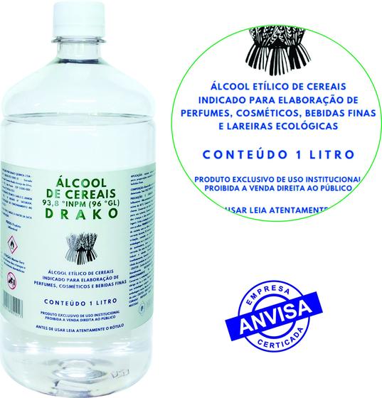 Imagem de Álcool De Cereais Drako 96ºgl Puro 1lt para Bebidas Finas Perfume Cosméticos 