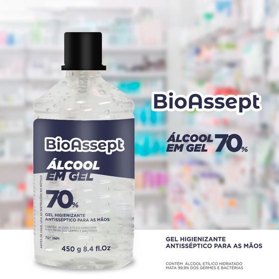 Imagem de Álcool Em Gel 70 Antisséptico Higienizador De Mãos BioAssept 450G.