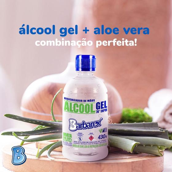 Imagem de Álcool Gel 70% C/Aloe Vera - 430g - Barbarex