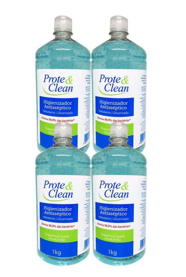 Imagem de Álcool Gel 70% Higienizador Antisséptico Prote & Clean 1kg - Kit 4 unidades