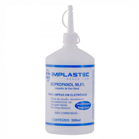 Imagem de Álcool Isopropanol 99,8% Implastec, 500ml, Bico Aplicador, Limpeza em Eletrônica