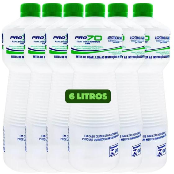 Imagem de Alcool Líquido 6 unidade 1L cada Etílico Hidratado Bactericida