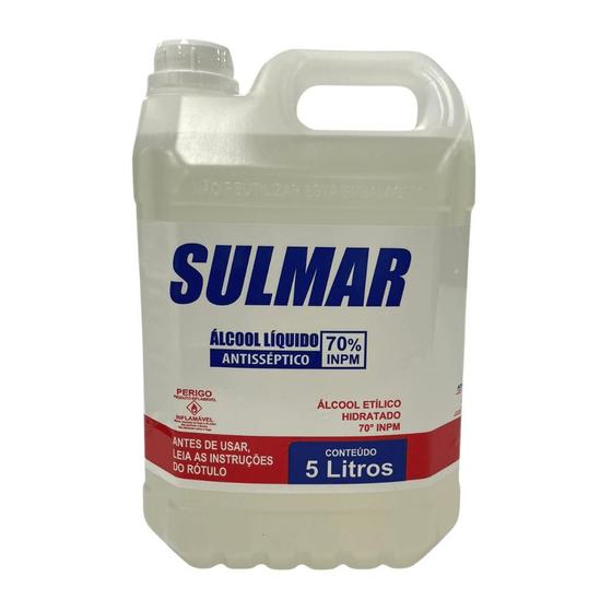 Álcool líquido 70% INPM Sulmar 5 litros Menor preço em Álcool líquido 70% INPM Sulmar 5 litros