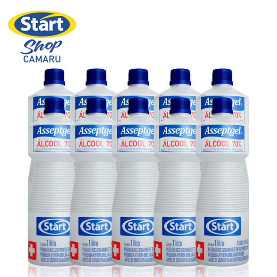 Alcool liquido 70% Start 1L Kit com 10 Unidades Menor preço em Alcool liquido 70% Start 1L Kit com 10 Unidades