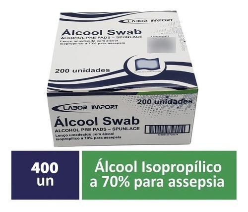 Imagem de Álcool Swab 70% Sachês Lenço Umedecido 400 unidades Labor Import com NF