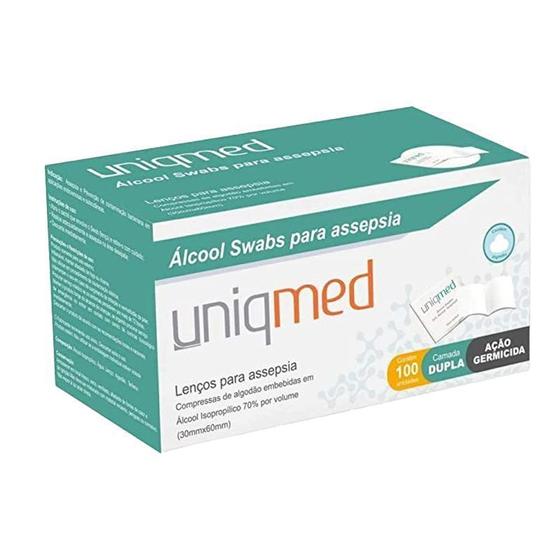 Imagem de Álcool Swab para Assepsia 70% Uniqmed 100 Unidades 