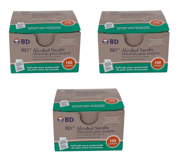 Imagem de Álcool Swabs BD Almofada Para Assepsia Com 300 Unidades