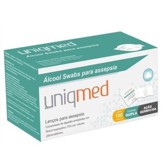 Imagem de Álcool Swabs Para Assepsia C/ 100 Un. Uniqmed