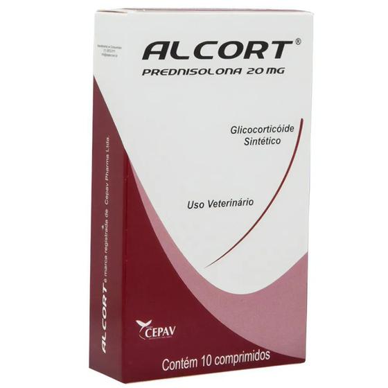 Alcort 20mg Antiinflamatório esteroidal à base de Prednisolona Cepav (10 comprimidos Alcort 20mg Antiinflamatório esteroidal à base de Prednisolona Cepav (10 comprimidos