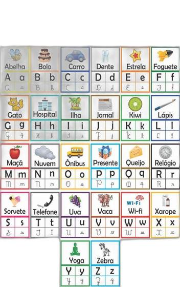 Alfabeto 4 Letras Infantil Escolar Painel Lona - Loja Amoadesivo ...