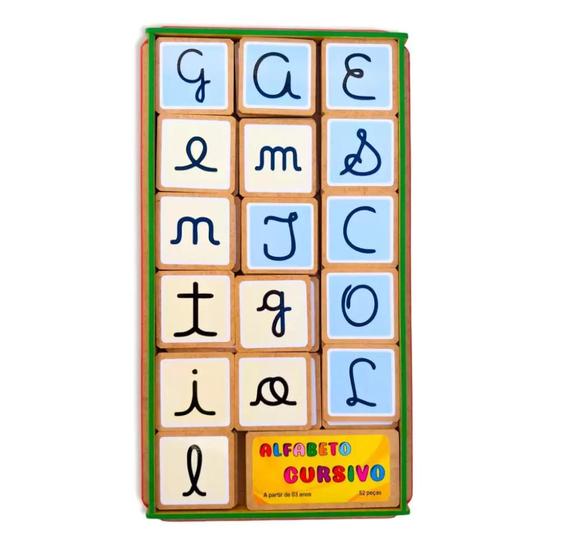 Imagem de Alfabeto em madeira letra cursiva 52 peças