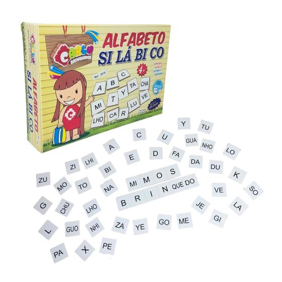 Imagem de Alfabeto Móvel Silábico 150 peças Brinquedo Pedagógico Alfabetização MDF - Carlu - 4 anos