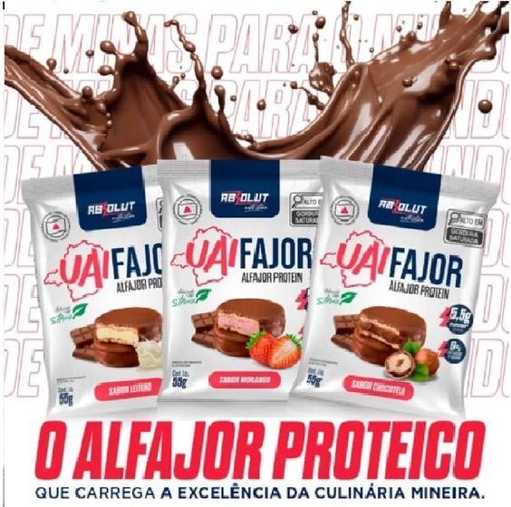 Imagem de Alfajor Com Whey Protein Uaifajor Caixa Com 06 Unidades