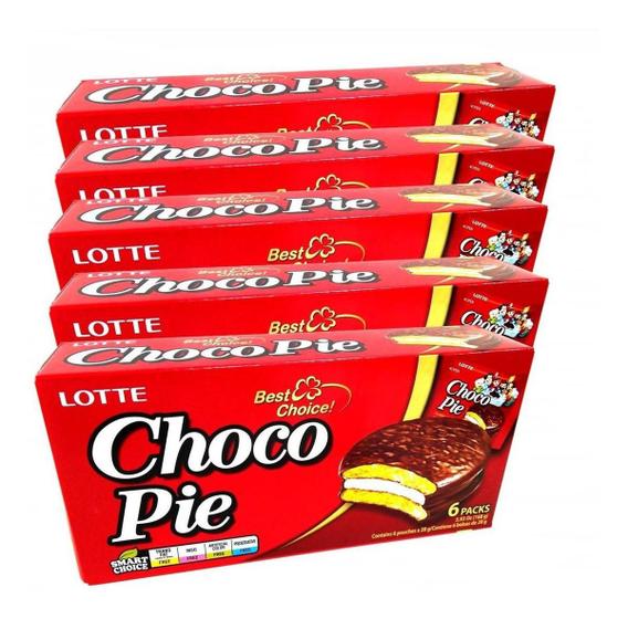 Imagem de Alfajor De Chocolate Coreano Chocopie 168g - (Kit com 5)