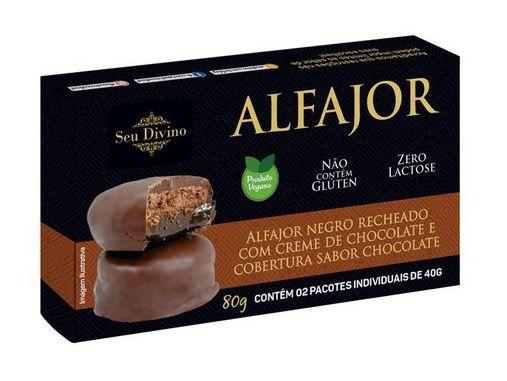 Imagem de Alfajor Negro recheado com Creme de Chocolate Seu Divino 80g - Sem Glúten Sem Ovos e Zero Lactose