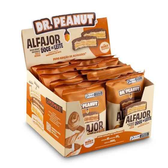 Imagem de Alfajor Sabor Doce De Leite Com Cobertura De Chocolate Ao Leite Caixa Com 12 Unidades Dr.Peanut