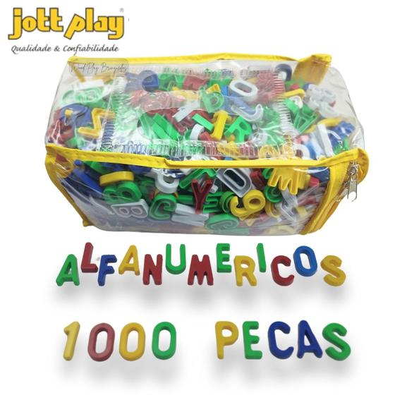 Imagem de Alfanumeros Letras e Numeros em plastico 1000 peças Didatico