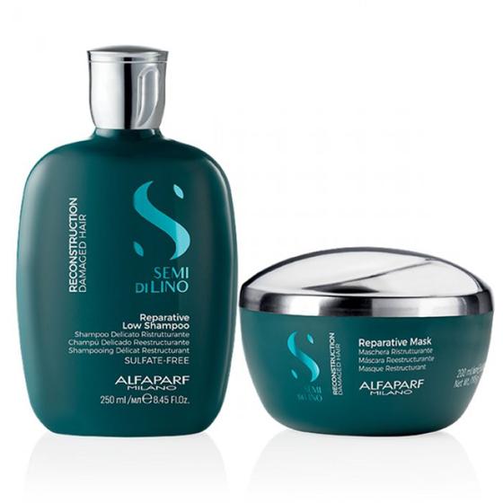 Imagem de Alfaparf Semi Di Lino Kit Reconstruction Shampoo (250ml) e Máscara (200ml)