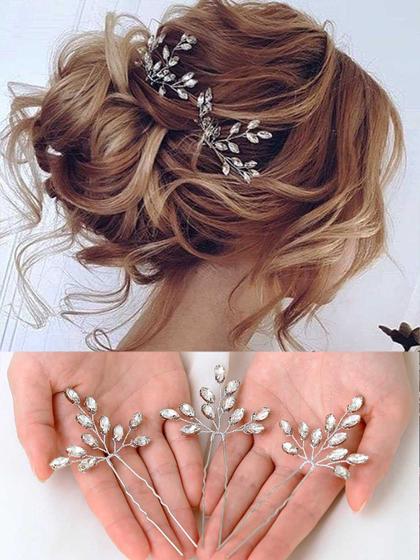 Imagem de Alfinetes de cabelo HEREAD Crystal Bride Wedding Strass Silver