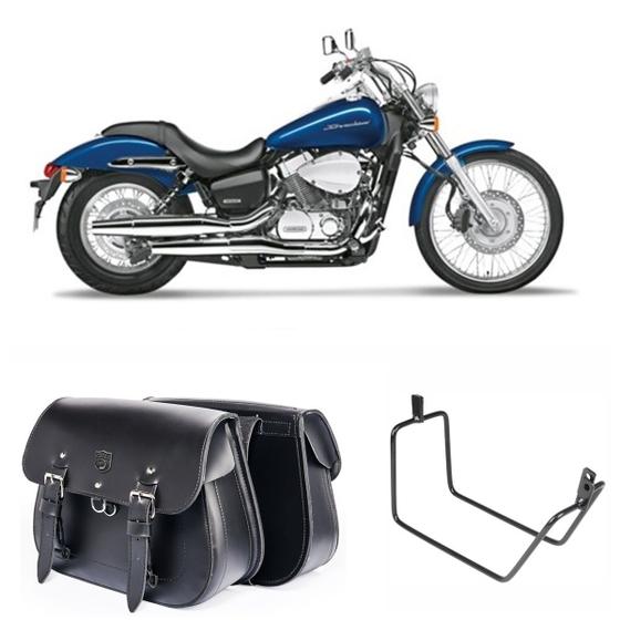 Imagem de Alforge Bolsa Custom 18 Litros Com Suporte Honda Shadow 750 Até 2010