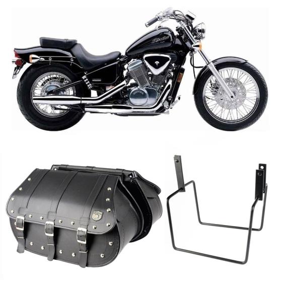 Imagem de Alforge Bolsa Mala 80 Litros Cravos + Afastador Suporte Honda VT 600 Shadow Par