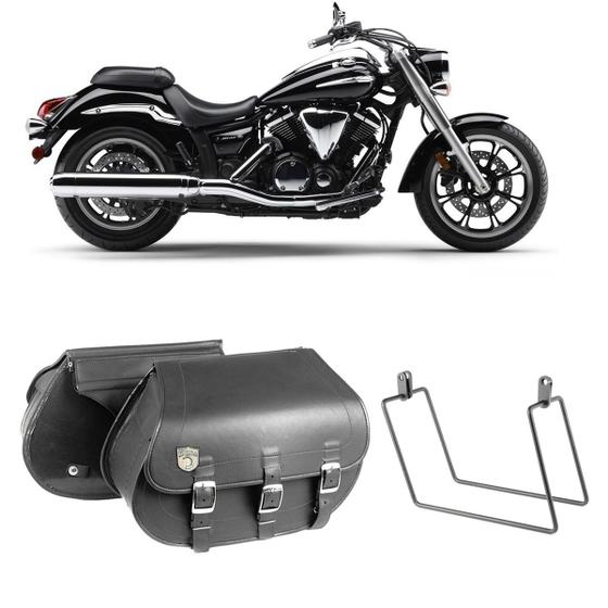 Imagem de Alforge Bolsa Mala Lateral 64 Litros + Afastador Suporte Yamaha Midnight Star 950 Par