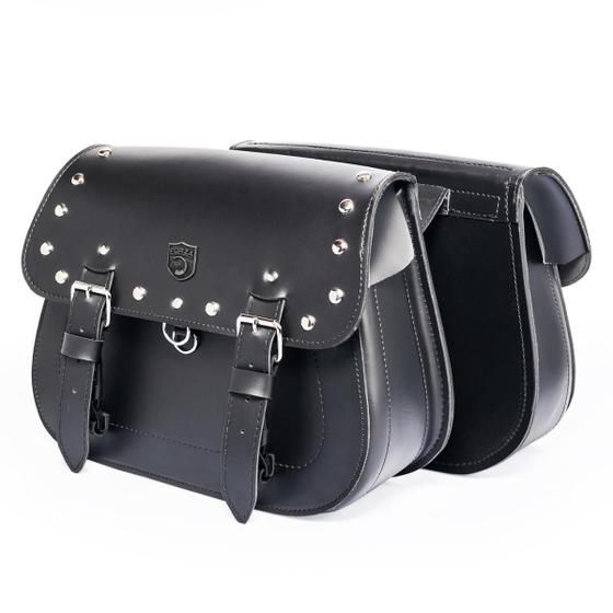Imagem de Alforge Lateral Bolsa Custom 18 Litros Com Cravos Para Moto