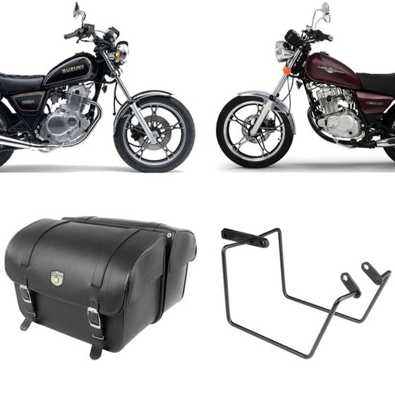 Imagem de Alforge Mala Bolsa Lateral 50 Litros + Afastador Suporte Suzuki Intruder 125 e 250 Par