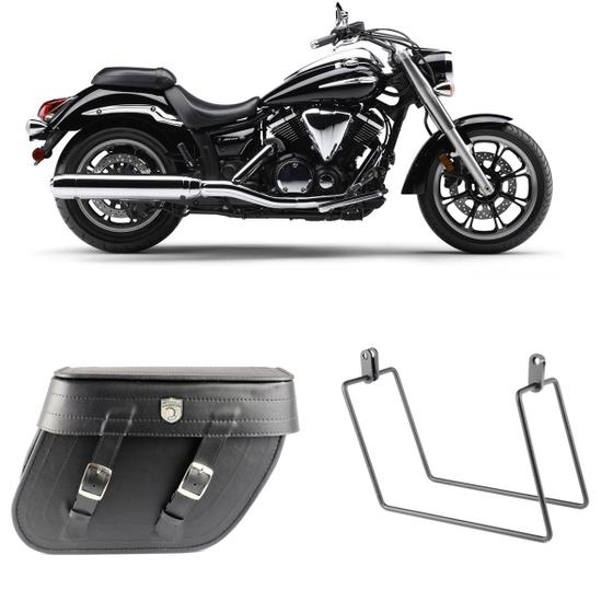 Imagem de Alforge Mala Bolsa Losango Liso 64 Litros Par + Afastador Suporte Moto Yamaha XVS 950 Midnight Star