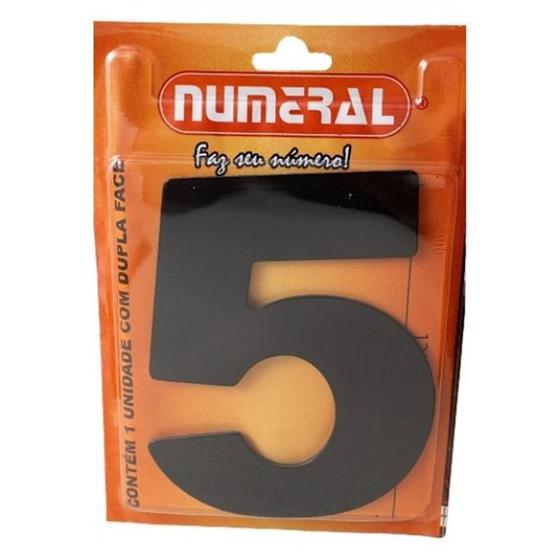 Imagem de Algarismo 5 Numeral 125mm Preto 600-5