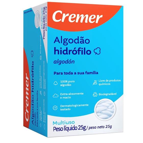 ALGODÃO 25gr ROLO CREMER - CAIXA COM 120un Imagem de ALGODÃO 25gr ROLO CREMER - CAIXA COM 120un