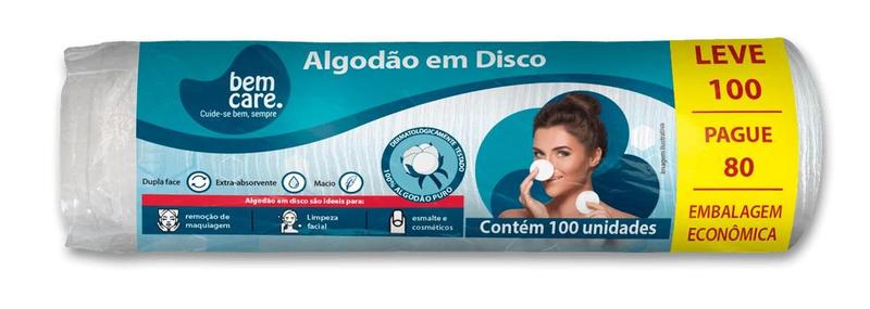 Imagem de Algodão Bem Care Disco com 100 Unidades