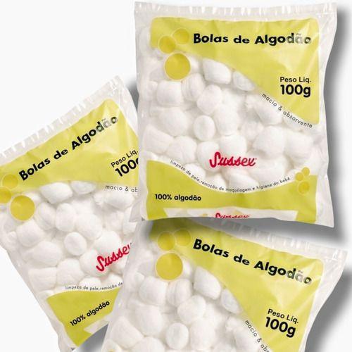 Imagem de Algodão Bolinha Branca Sussex 100g 3 Pacotes