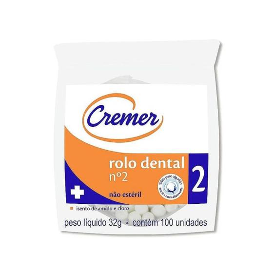 Imagem de Algodão Dental Rolete Nº02 (C/100 Unds) - Cremer