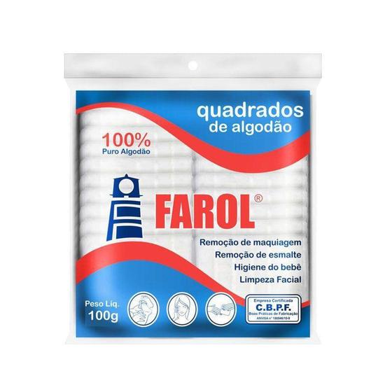 Imagem de Algodão Farol Hidrófilo Em Quadrados  - 100g