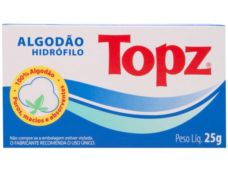 Algodão Hidrófilo Rolo Topz 25g Menor preço em Algodão Hidrófilo Rolo Topz 25g
