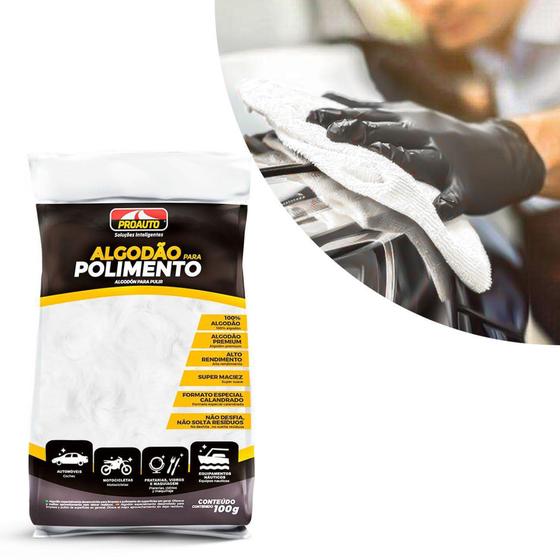 Imagem de Algodão para Polimento Automotivo Premium Proauto 100g