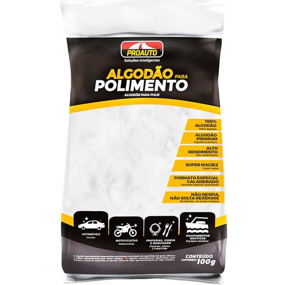 Imagem de Algodao Para Polimento Automotivo Proauto 100g