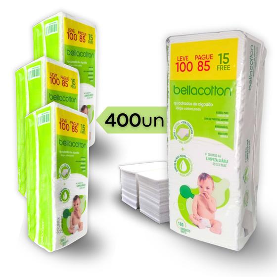 Algodão quadrado bebê bellacotton 400 unidades - Cremer Imagem de Algodão quadrado bebê bellacotton 400 unidades