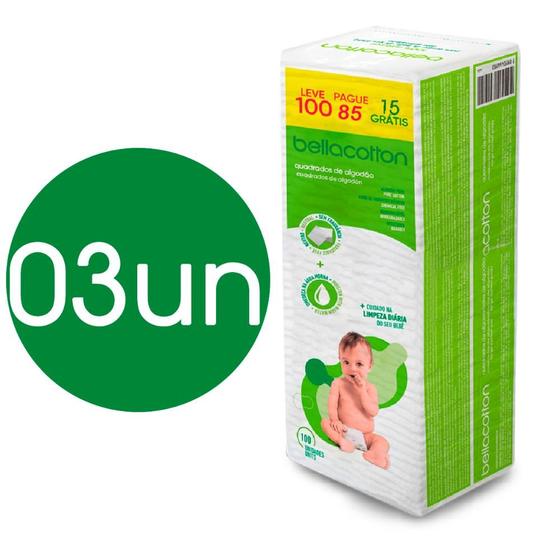Imagem de Algodao Quadrado Bellacotton Bebe Kit com 03 und