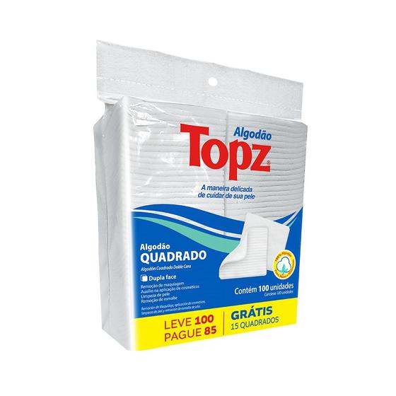 Imagem de Algodão Quadrado Dupla Face 100 unidades Topz