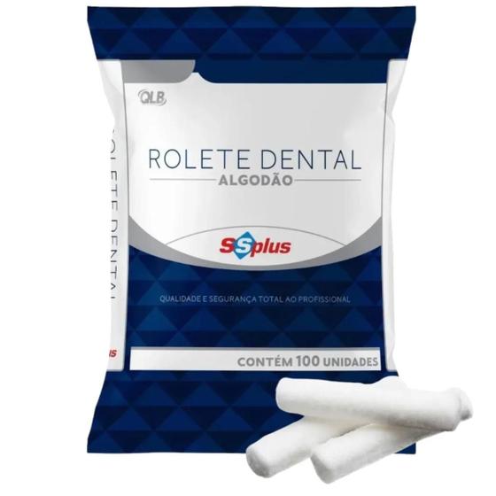 Imagem de Algodão Rolete Dental Com 100 Unidades Ssplus