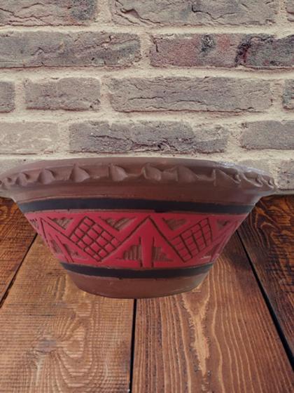 Alguidar de Barro Marajoara N5 Cor verm/preto - Vasos para plantas ...