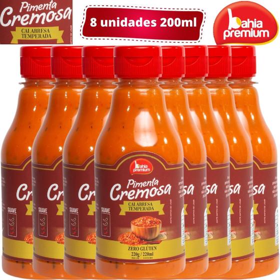 Imagem de Alho Cremoso Picante Com Ervas Finas Suave Churrasco 200ml Bahia Premium 8Unid