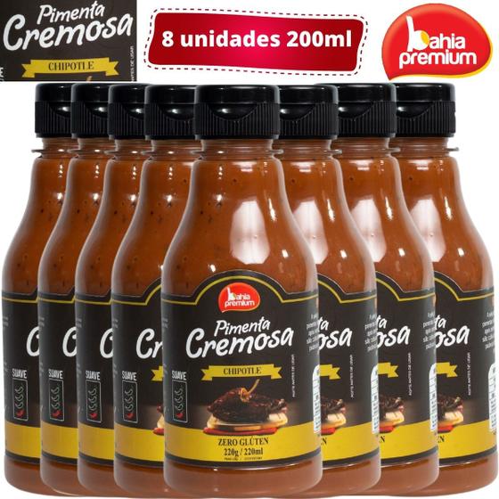 Imagem de Alho Cremoso Picante Com Ervas Finas Suave Churrasco 200ml Bahia Premium 8Unid